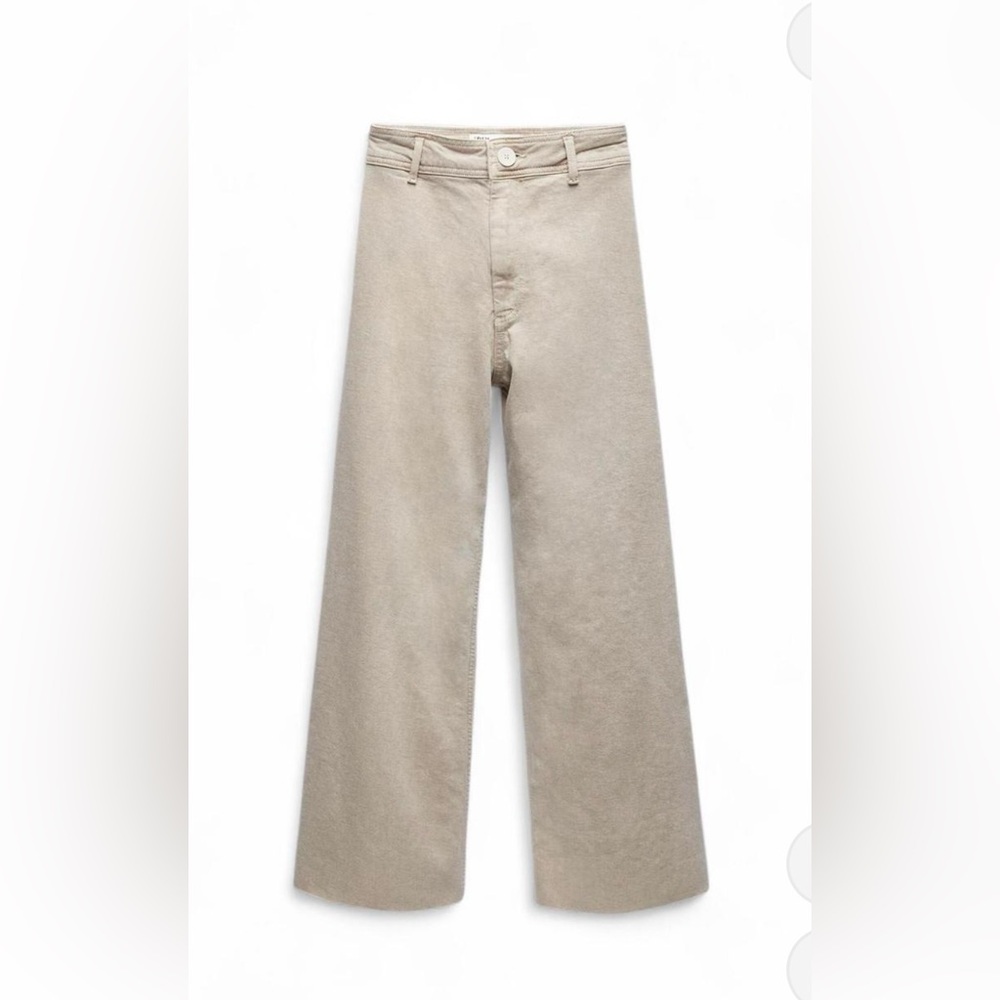 Zara Tan Marine Wide Leg Jeans